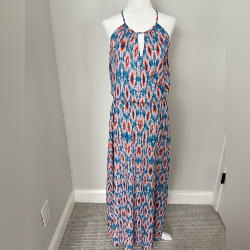 Collective Concepts Blue and Orange Maxi Dress